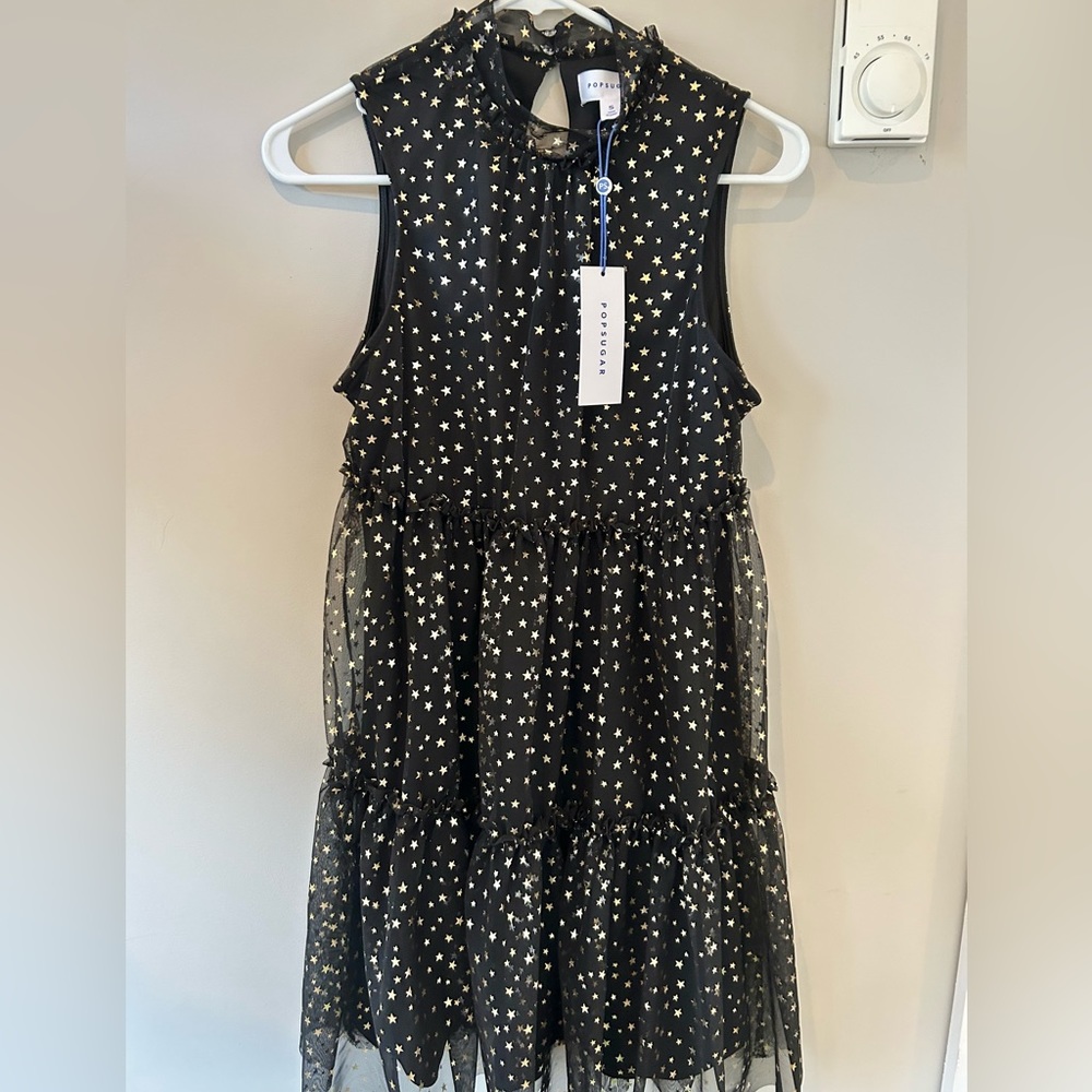 NWT Popsugar Lucky Star Black and Gold Dress Women’s Small